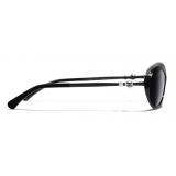 Chanel - Oval Sunglasses - Black Gray - Chanel Eyewear