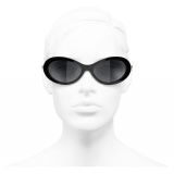 Chanel - Occhiali Ovali da Sole - Nero Grigio - Chanel Eyewear