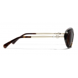 Chanel - Oval Sunglasses - Dark Tortoise Brown - Chanel Eyewear