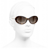 Chanel - Oval Sunglasses - Dark Tortoise Brown - Chanel Eyewear