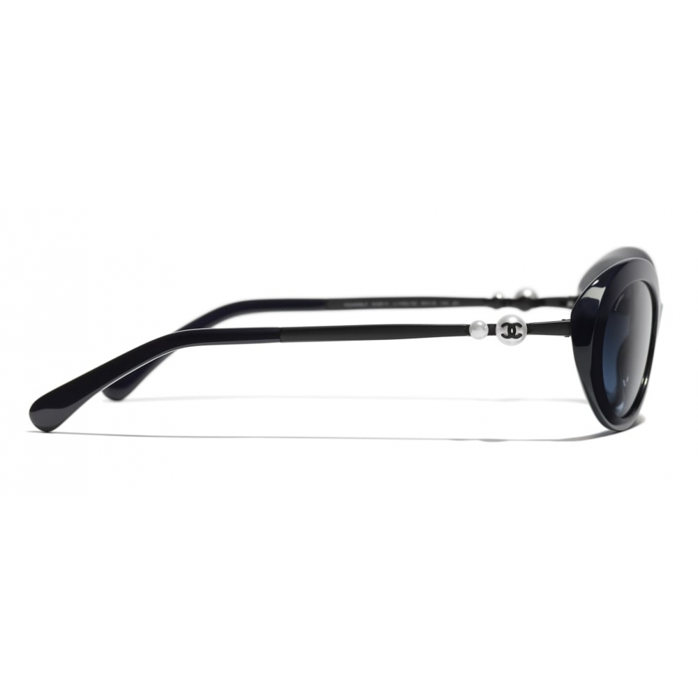 chanel oval sunglasses black and white