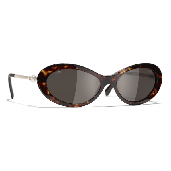 Chanel - Oval Sunglasses - Dark Tortoise Brown - Chanel Eyewear