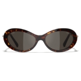 Chanel - Oval Sunglasses - Dark Tortoise Brown - Chanel Eyewear