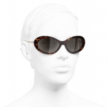 Chanel - Oval Sunglasses - Dark Tortoise Brown - Chanel Eyewear