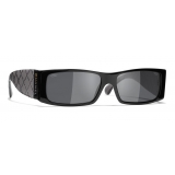 Chanel - Occhiali Rettangolari da Sole - Nero Grigio - Chanel Eyewear