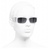 Chanel - Occhiali Rettangolari da Sole - Bianco Grigio - Chanel Eyewear