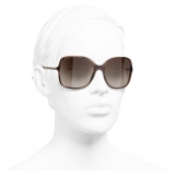 Chanel - Occhiali Quadrati da Sole - Tartaruga Marrone - Chanel Eyewear