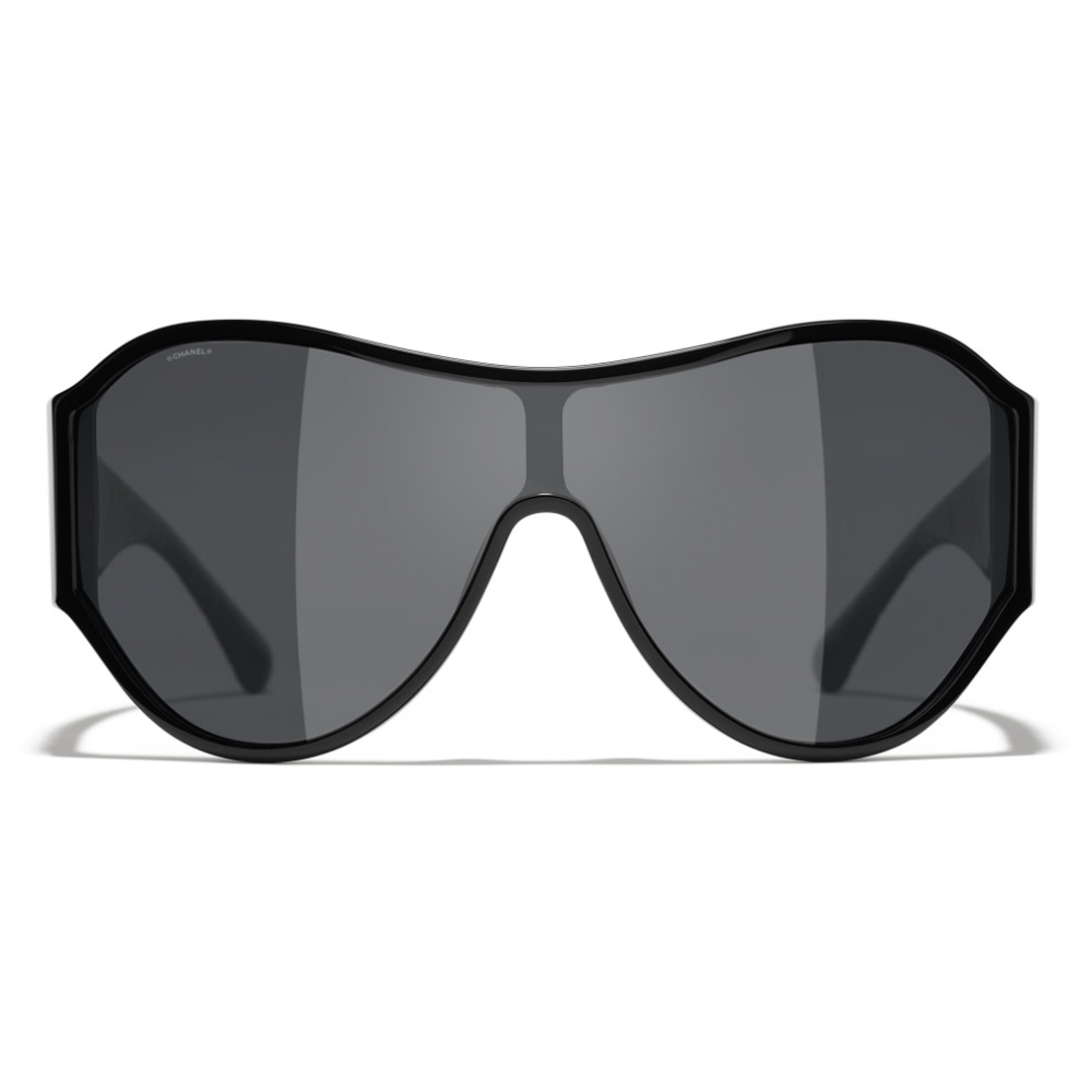 chanel black shield sunglasses