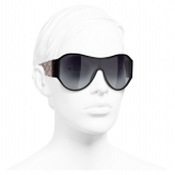 Chanel - Occhiali da Sole a Maschera - Nero Grigio - Chanel Eyewear