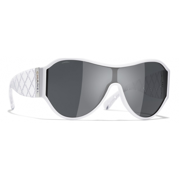 Chanel - Shield Sunglasses - White Gray - Chanel Eyewear