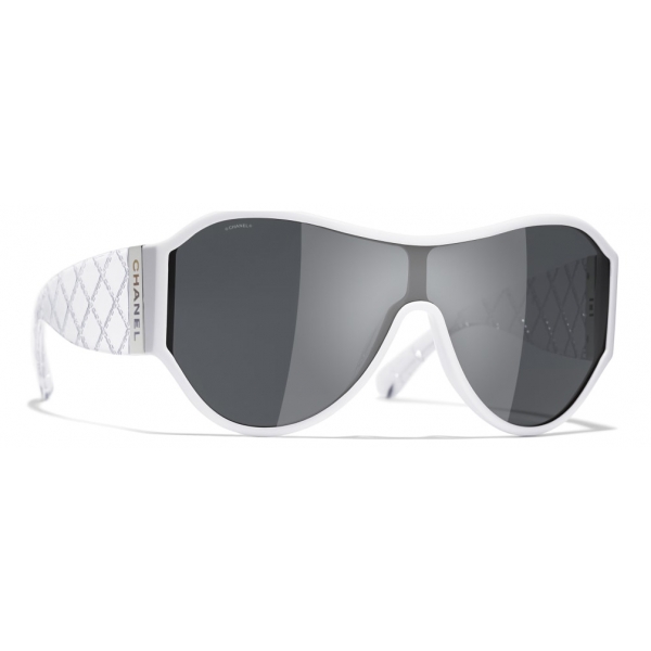 Chanel - Shield Sunglasses - White Gray - Chanel Eyewear - Avvenice