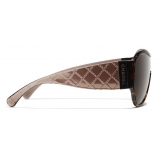 Chanel - Occhiali da Sole a Maschera - Tartaruga Scuro Marrone - Chanel Eyewear