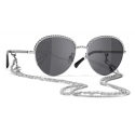 Chanel - Pantos Sunglasses - Silver Dark Gray - Chanel Eyewear