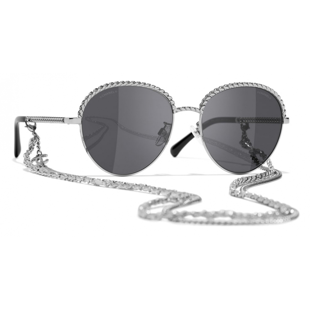 Chanel - Pantos Sunglasses - Silver Dark Gray - Chanel Eyewear - Avvenice