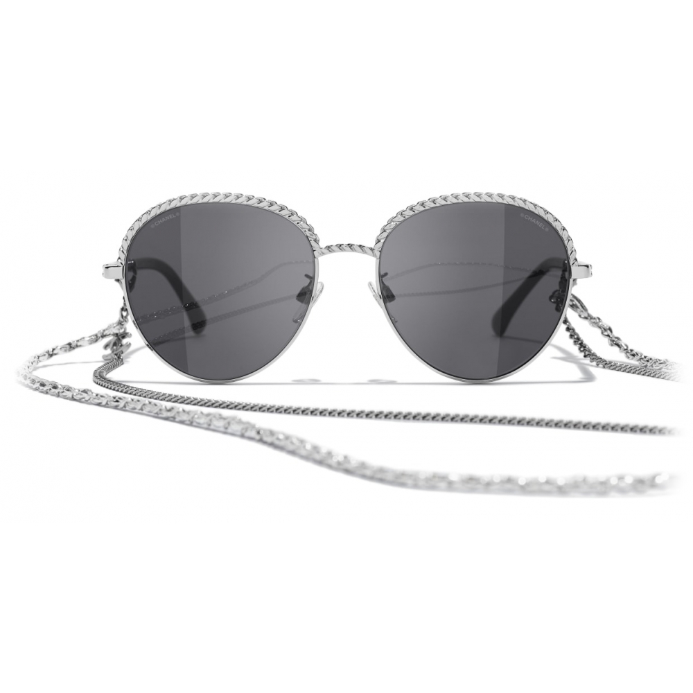 Chanel - Pantos Sunglasses - Silver Dark Gray - Chanel Eyewear - Avvenice