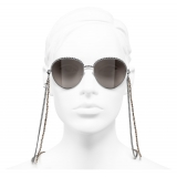 Chanel - Occhiali Modello Pantos da Sole - Argento Scuro Marrone - Chanel Eyewear