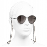 Chanel - Occhiali Modello Pantos da Sole - Argento Scuro Marrone - Chanel Eyewear