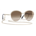 Chanel - Occhiali Modello Pantos da Sole - Oro Marrone - Chanel Eyewear