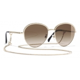 Chanel - Occhiali Modello Pantos da Sole - Oro Marrone - Chanel Eyewear