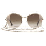 Chanel - Occhiali Modello Pantos da Sole - Oro Marrone - Chanel Eyewear