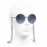 Chanel - Occhiali Rotondi da Sole - Argento Scuro Blu - Chanel Eyewear