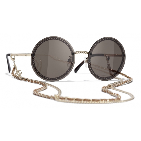 Chanel - Occhiali Rotondi da Sole - Oro Marrone - Chanel Eyewear