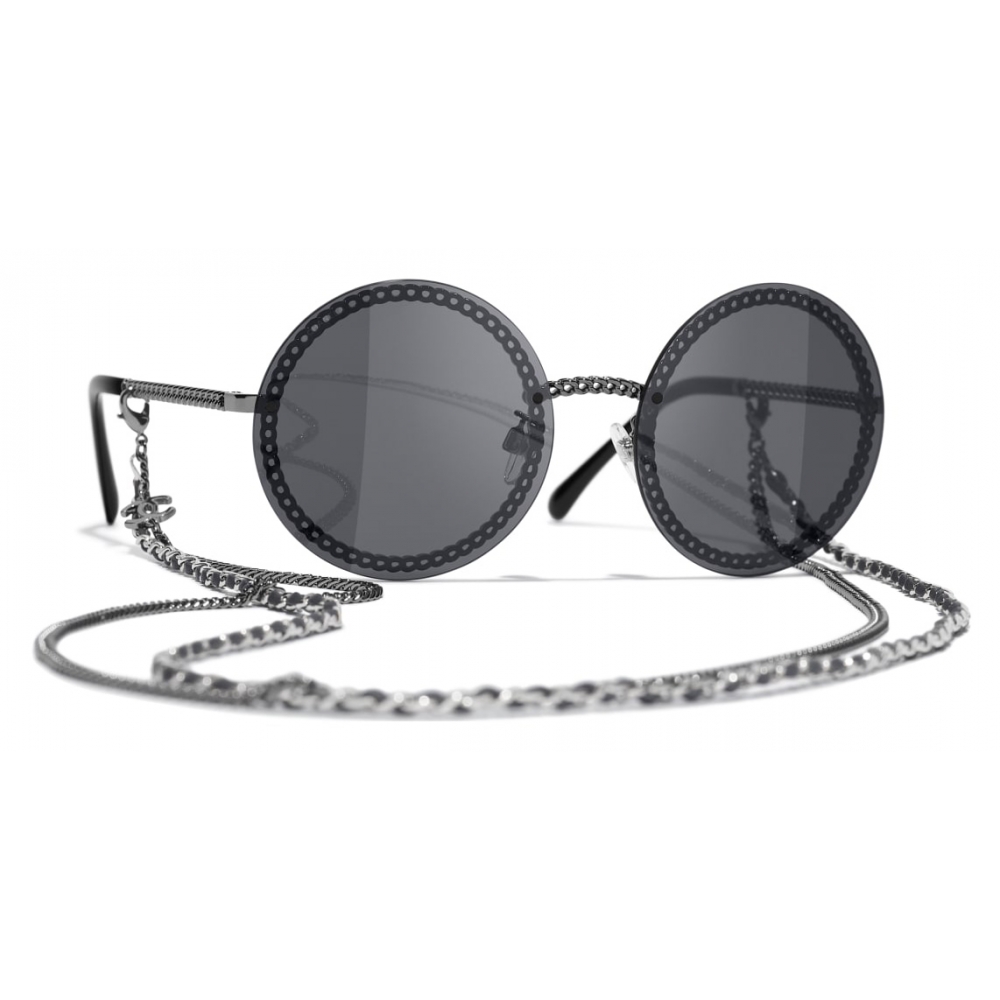 Chanel - Round Sunglasses - Silver Dark Gray - Chanel Eyewear - Avvenice