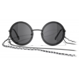 Chanel - Round Sunglasses - Silver Dark Gray - Chanel Eyewear