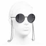 Chanel - Occhiali Rotondi da Sole - Argento Grigio Scuro - Chanel Eyewear
