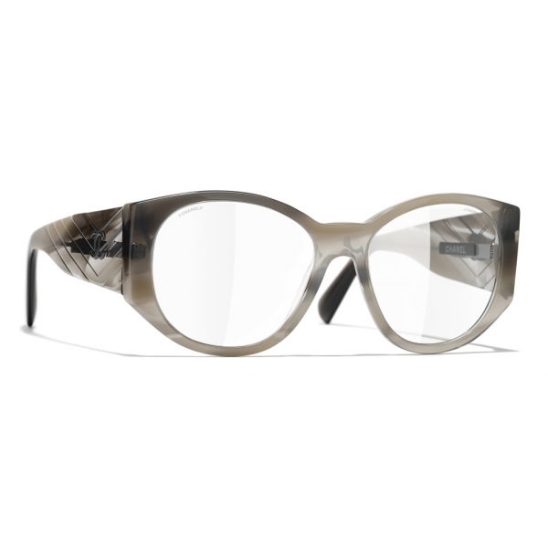 Chanel - Occhiali Ovali da Sole - Grigio Trasparente - Chanel Eyewear