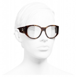 Chanel - Occhiali Ovali da Sole - Tartaruga Scuro Trasparente - Chanel Eyewear
