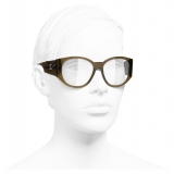 Chanel - Occhiali Ovali da Sole - Kaki Trasparente - Chanel Eyewear