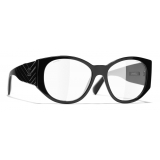 Chanel - Occhiali Ovali da Sole - Nero Trasparente - Chanel Eyewear