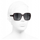 Chanel - Occhiali Quadrati da Sole - Rosso Scuro Grigio - Chanel Eyewear