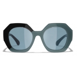 Chanel - Round Sunglasses - Black Green Blue - Chanel Eyewear