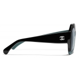 Chanel - Occhiali Rotondi da Sole - Nero Verde Blu - Chanel Eyewear