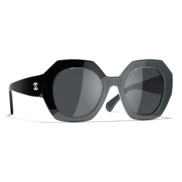 Chanel - Occhiali Rotondi da Sole - Nero Grigio - Chanel Eyewear