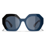 Chanel - Occhiali Rotondi da Sole - Nero Blu - Chanel Eyewear