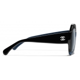 Chanel - Occhiali Rotondi da Sole - Nero Blu - Chanel Eyewear