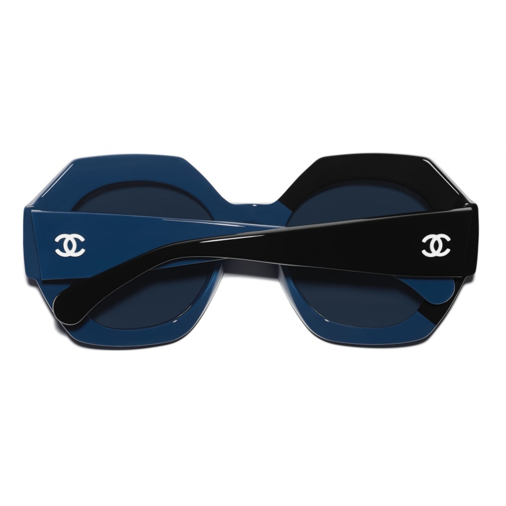 Chanel Blue 4148-B Embeliished CC Logo Shield Sunglasses