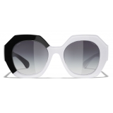 Chanel - Occhiali Rotondi da Sole - Nero Bianco Grigio - Chanel Eyewear