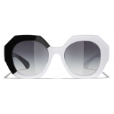 Chanel - Round Sunglasses - Black White Gray - Chanel Eyewear