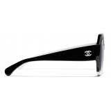 Chanel - Occhiali Rotondi da Sole - Nero Bianco Grigio - Chanel Eyewear