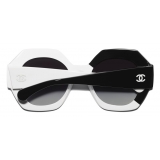 Chanel - Occhiali Rotondi da Sole - Nero Bianco Grigio - Chanel Eyewear