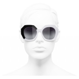 Chanel - Occhiali Rotondi da Sole - Nero Bianco Grigio - Chanel Eyewear