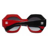 Chanel - Occhiali Rotondi da Sole - Nero Corallo Grigio - Chanel Eyewear