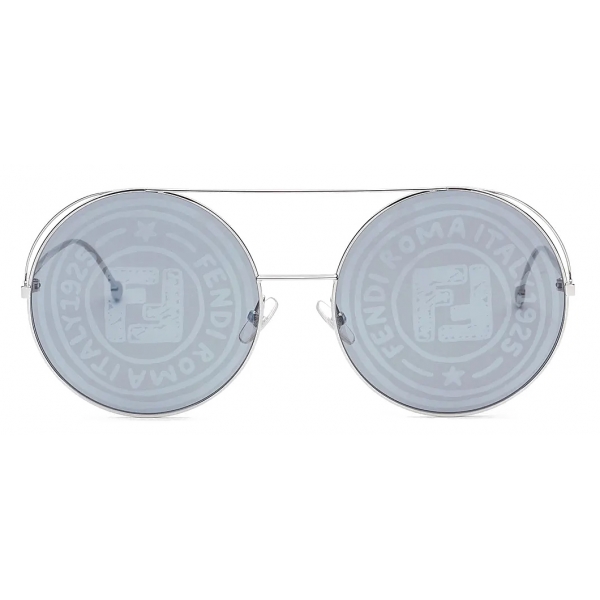 Fendi - Run Away - Round Oversize Sunglasses - Gray Silver - Sunglasses - Fendi Eyewear