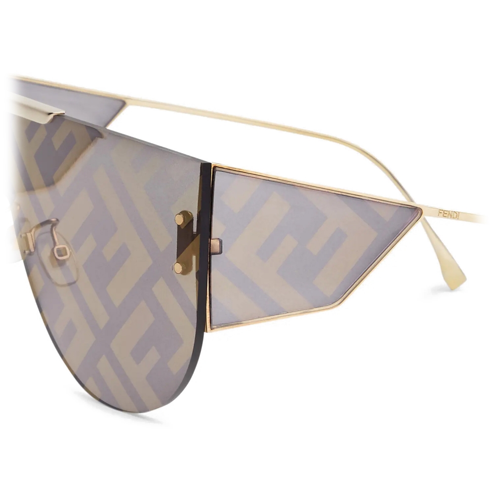 Fendi - Fendi Fabulous - Shield Sunglasses - Gold Gray - Sunglasses - Fendi  Eyewear - Avvenice