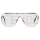 Fendi - Fendi Code - Shield Sunglasses - Silver - Sunglasses - Fendi Eyewear