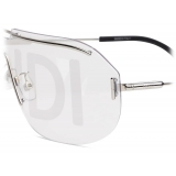 Fendi - Fendi Code - Shield Sunglasses - Silver - Sunglasses - Fendi Eyewear